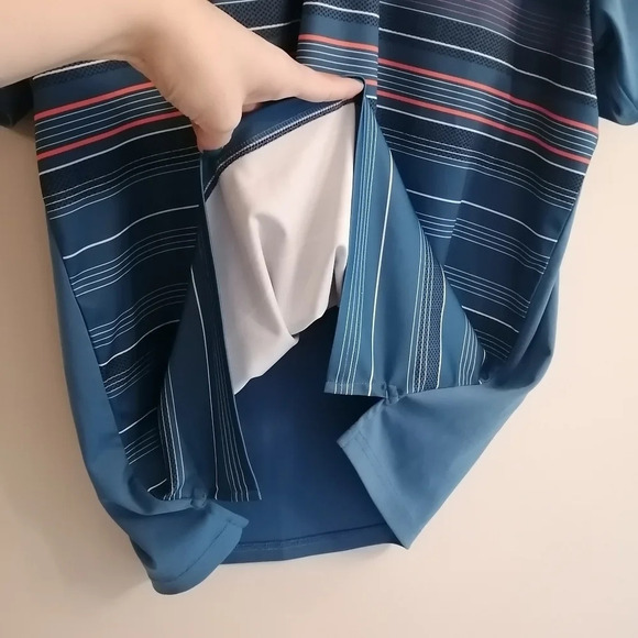 Oakley Men's Regular Fit High Crest Blue Striped Short Sleeve Golf Polo Large - Picture 10 of 16